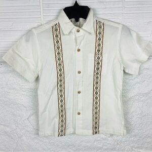 LA RUECA white lightweight Charlie Sheen embroidered beach shirt size 8 & 4
